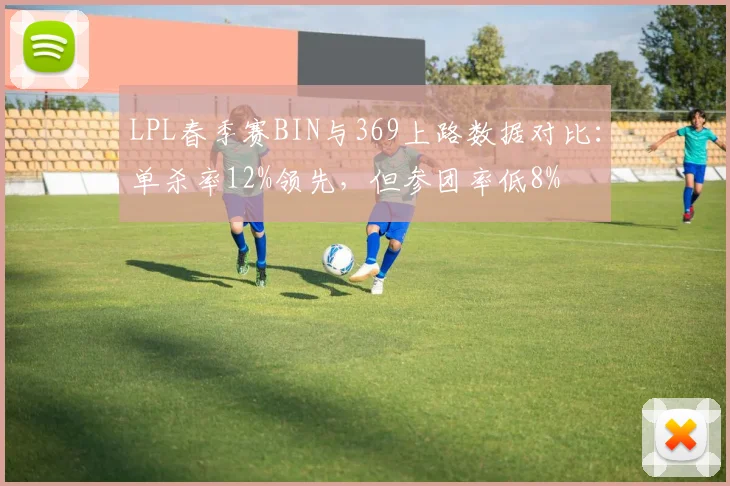 LPL春季赛BIN与369上路数据对比：单杀率12%领先，但参团率低8%